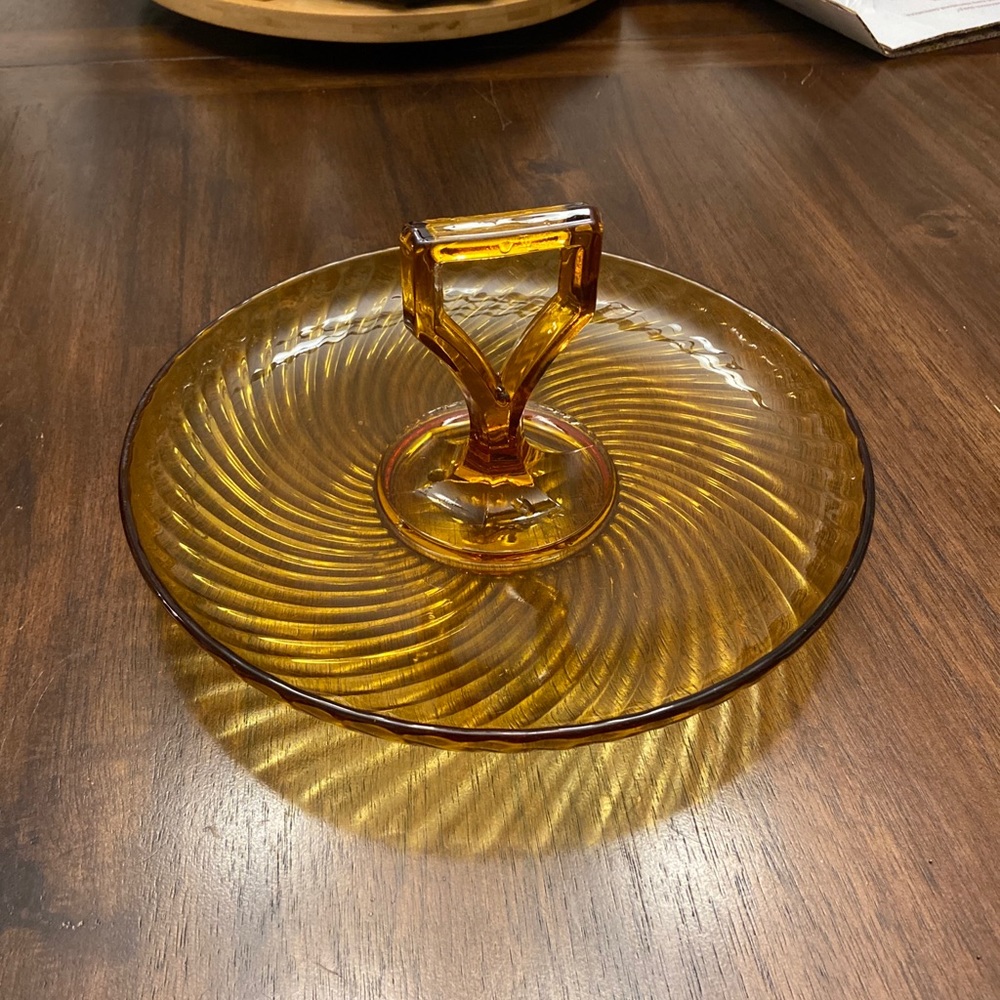 Vintage Amber Depression Glass Desert Tray